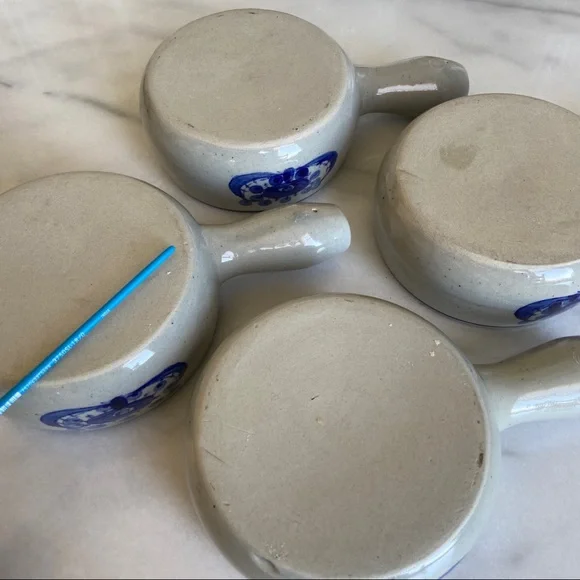 VINTAGE • 50s Ceramic Crocks Set of 4 Retro Kitchen European Midcentury Pottery - Picture 9 of 12